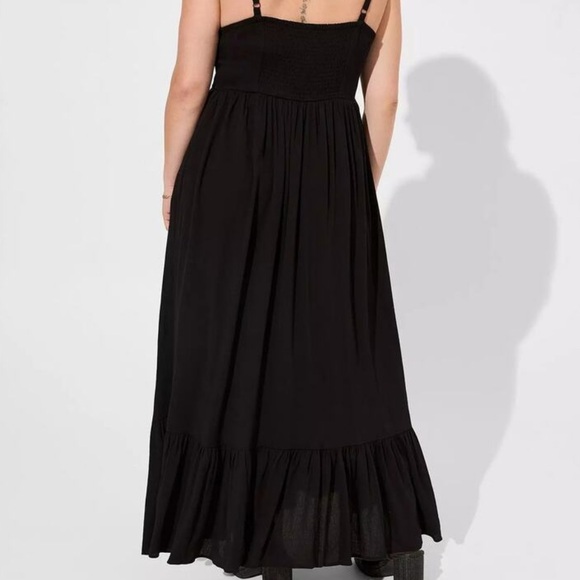 Torrid Gauze Maxi Dress With Lace Inserts and Pockets - Picture 3 of 6